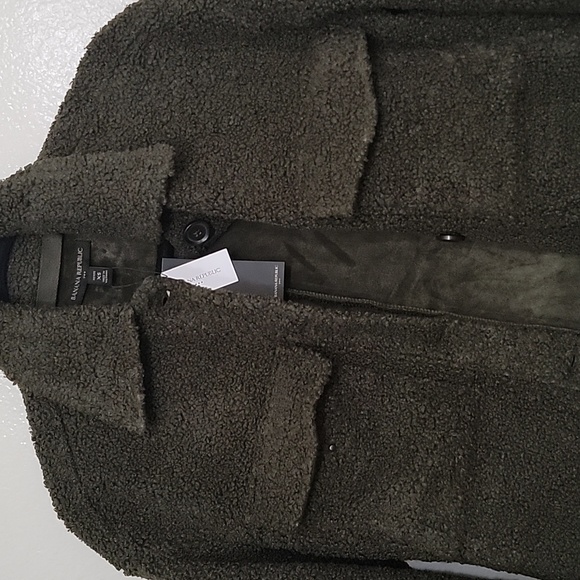 NWT Banana Republic Women's Green Sherpa Trucker Jacket Petite XS - Picture 7 of 12